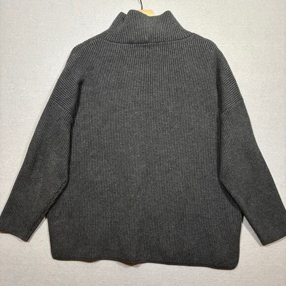 Express Oversized Heavyweight Gray Mockneck Sweater XL Minimalist Warm Academia - Picture 2 of 7